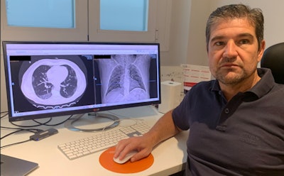 Dr. Antonio Luna Alcala teleworking from home. All images courtesy of Drs. Antonio Luna Alcala and Teodoro Martín Noguerol et al.