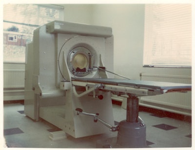 The first clinical CT scanner was installed at the Atkinson Morley Hospital in South London on 1 October 1971. All images courtesy of Dr. Adrian Thomas.