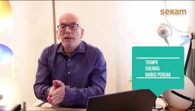 Dr. Pablo Valdés Solís addresses SERAM members during the opening session. Screenshots courtesy of Vanesa Junquero of the European Board of Radiology.