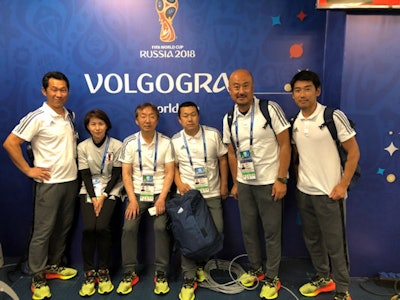 Dohi and her medical team are shown at the 2018 football World Cup in Russia.