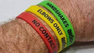 RSNA wristbands of different colors indicate what level of contact an individual is comfortable with