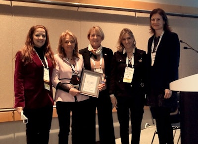 Speakers at Monday's 'Spain Presents' session. From the left: Dr. Fatima Matute Teresa, Dr. Milagros Marti de Gracia, Dr. Mary C. Mahoney, Dr. Antonia Arjonilla LĂłpez, and Dr. Maria Fernandez-Velilla. The final speaker, Dr. NĂşria BargallĂł Alabart, PhD, gave her talk remotely. Photo courtesy of SERAM.
