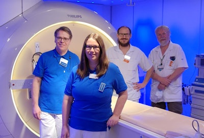 On a mission to improve MRI safety. From the left: Johan Kihlberg, PhD; Annika Hall; Anders Tisell; and Peter Lundberg. The other author, Boel Hansson, is missing from this photo.
