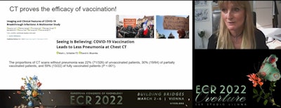 Dr. Marie-Pierre Revel, PhD, of Paris Descartes University's Cochin Hospital in Paris, France, presenting on 2 March at ECR 2022 Overture.