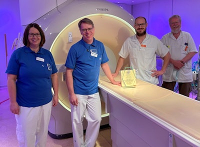 Shown here are the Swedish winners of the Scientific Paper of the Year. From the left: Annika Hall, Johan Kihlberg, Anders Tisell, and Peter Lundberg. The fifth author, Boel Hansson, is missing from the photo.