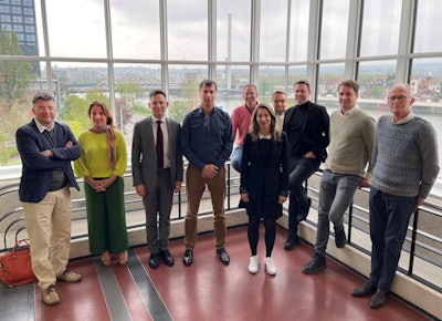 The new-look Osimis team. From left to right: Jacques Galloy (chairman), Marleen Limbourg, Sergey Morozov, Peter Morel (newly appointed CEO), Gauthier Philippart, Catherine Ceuleman (chief financial officer), Sébastien Assouad, Géry Lefevre, Frédéric Lambrechts (chief business development officer), and Michel Lebrun.