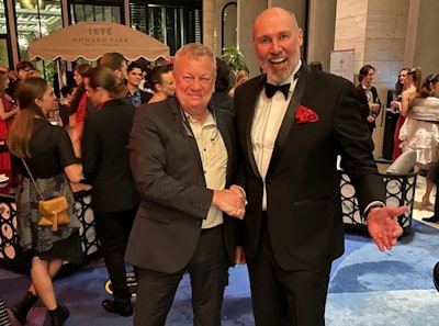 Parizel meets Peter Roaen, Honorary Consul of Belgium in Western Australia, at the reception after the opening night of Dracula, a ballet created by the Western Australia Ballet Company.