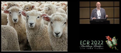 Mark McEntee, PhD, during the debate at ECR 2022.