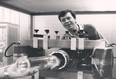 The first MRI system built in Lund, Sweden, in the early 1980s, along with its inventor Prof. Emeritus Bertil Persson. (Courtesy of Persson, BRR. and Ståhlberg, F. 2017. Så började klinisk NMR i Lund. Acta Scientiarum Lundensia, 2017-001, pp.1-15. ISSN 1651-5013).