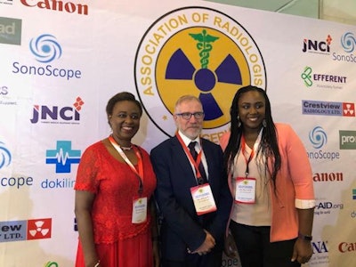 Links with Africa have also become more significant to the ESR. In this photo from September 2018, Brady is with Prof. Omolola Mojisola Atalabi and Dr. Olubukola Omidiji from Nigeria.