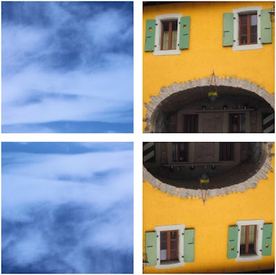 Examples of the Face-n-Thing images with canonical upright (top) and inverted (bottom) display orientation. The image on the left is one of the least resembling a face with upright display orientation, and the image on the right is one of the most resembling a face when presented with upright orientation. Image courtesy of Proceedings of the National Academy of Sciences.