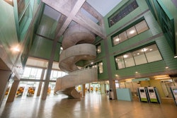 The ZNA Cadix is located in ’t Eilandje, Antwerp, near Park Spoor Noord. The hospital opened in September 2023. It expects to treat 200,000 patients a year and has 1,200 staff and 385 beds plus an outpatient unit with 43 spaces. It replaced the Stuivenberg Hospital, which closed its doors after 138 years. Courtesy of Belga News Agency / Alamy Stock Photo.