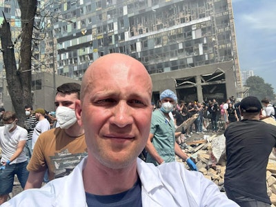 The search for survivors beneath the rubble was completed on Tuesday morning. All photos courtesy of Dr. Stanislav Rebenkov.