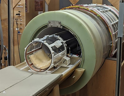 Photograph of the field-cycling imaging (FCI) scanner prototype, with the head coil in place. Image and caption courtesy of the RSNA.