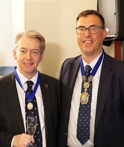 Dr. Nick Screaton (right) has been inaugurated as the president of the BIR, replacing outgoing president Prof. Stephen Keevil (left). Image courtesy of BIR.