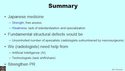 A slide that summarizes the RSNA 2024 presentation of Prof. Kei Yamada.