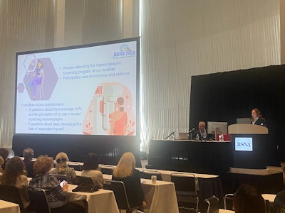 Dr. Ottavia Battaglia a radiology resident at the Istituto Europeo di Oncologia (IEO) in Milan, Italy, discussed her team's findings at RSNA 2024, showing that the majority of women are optimistic about AI's use in breast cancer screening.