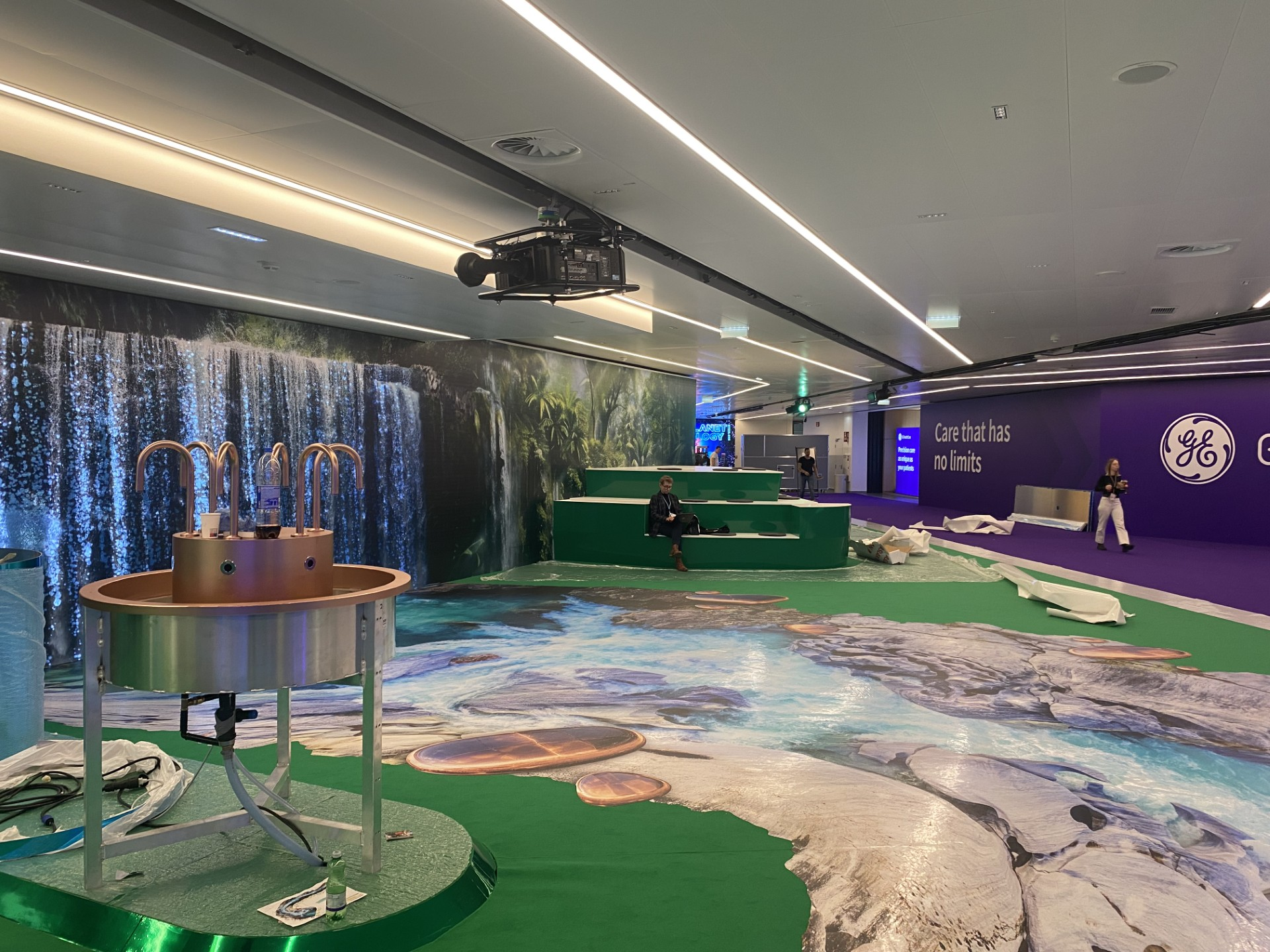 Attention to detail: Staff put the finishing touches to the exhibit areas on the eve of ECR 2025.