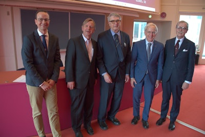 Left to right: Prof. Ole Graumann, Dr. Aart J. van der Molen, Prof. Henrik Thomsen, Prof. Jelle Barentsz, and Prof. Lorenzo Derchi. Photos courtesy of Dr. Vibeke Løgager.