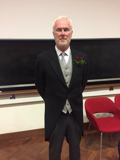 Prof. Barry Kelly (captured here in full attire) delivered the Annual Oration in the Royal Victoria Hospital, Belfast, on 6 September 2019, about “The Rime of the Ancient Imager: Plato's Cave and Other Shadows.' Photo courtesy of ESR.