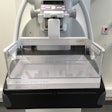 Daily quality control of mammography equipment with a 40 cm plexiglass block covering the entire detector. Photo courtesy of Tanny Visanuyanont et al and presented at EuroSafe 2025.