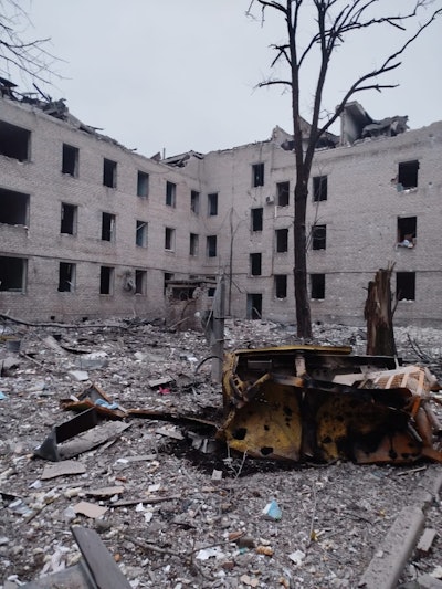Ukrainian hospital in Pokrovsk after Russian aviation attack in February 2025. The hospital was hit by seven missiles.