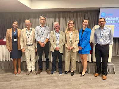 Prof. Adrian Brady (middle of photo) from Cork, Ireland, received honorary membership of EuSoMII at the annual congress in Crete.