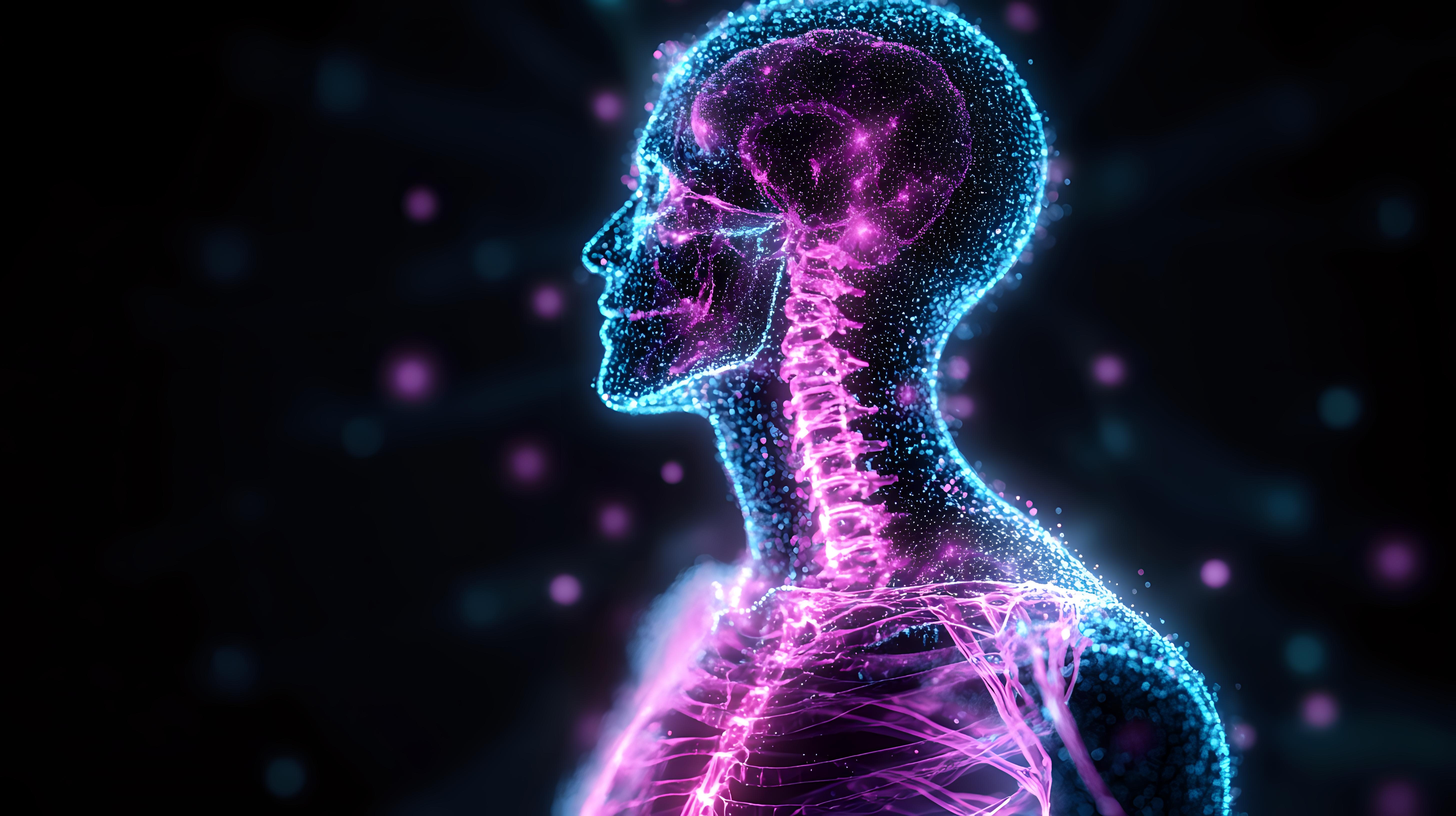 Glowing Neon Skeleton Nervous System Adobe Yuliia