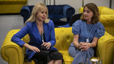 At the ILC 2022 in London, hepatologists Elina Manzhalii, MD, PhD (left) and Olena Baka, MD, from Kyiv were invited by the Association for the Study of the Liver (EASL) to talk about working in a country at war.