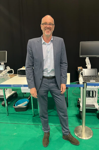 Professor Frank K. Wacker, Direktor der Radiologie an der Medizinischen Hochschule Hannover, DeGIR-Präsident und gewählter DRG-Präsident, am DeGIR Campus beim 107. Deutschen Röntgenkongress in Leipzig.