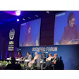 From left: moderator Christine Mhundwa with Dr. Claudio Tinoco Mesquita, Dr. Ariel Fariña Barrios, Dr. Dina Husseiny Salama, Dr. Umesh Mahantshetty, Dr. Ellen Kampman and Dr. Alejandro Mazal.