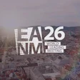 A26 NMM World Leading Meeting event branding overlaid on aerial cityscape at sunset