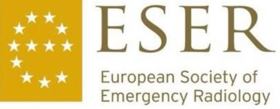 ESER European Society of Emergency Radiology logo with gold square and white stars