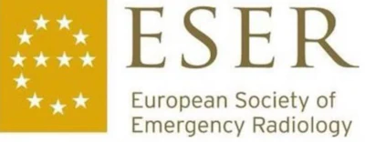ESER European Society of Emergency Radiology logo with gold square and white stars