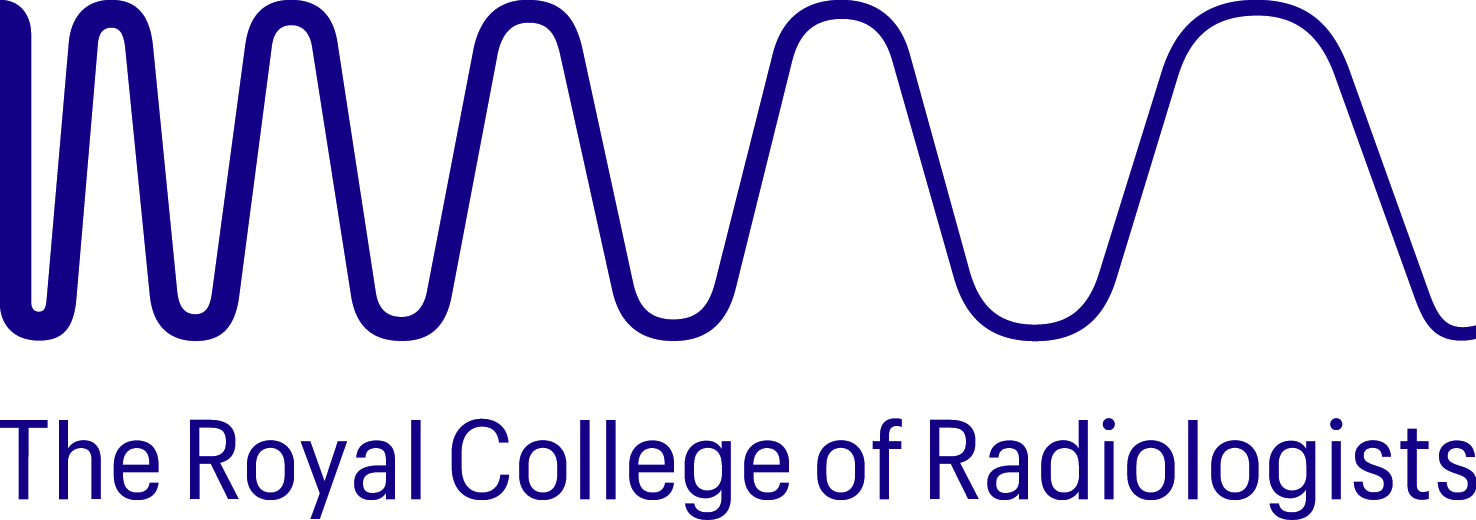 The Royal College of Radiologists logo featuring a navy blue wave symbol with institutional text